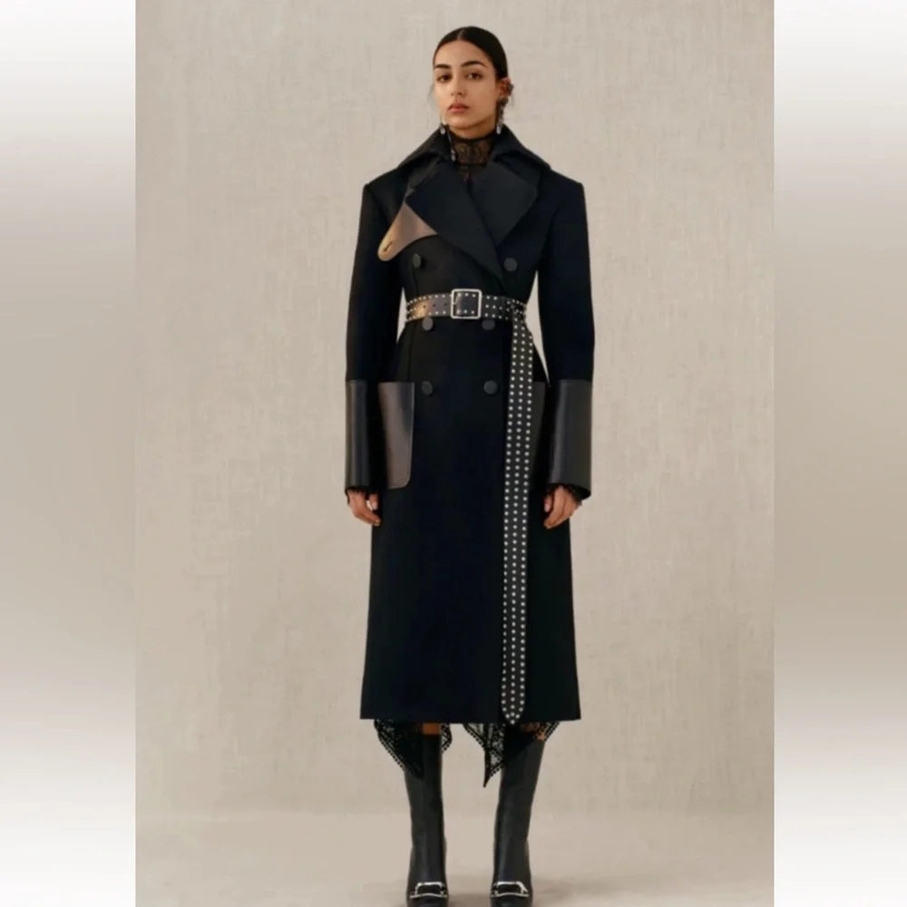 ALEXANDER McQUEEN Black Silver Studded Leather Belt Extra Long NEW RARE! 32 80 - Picture 6 of 6